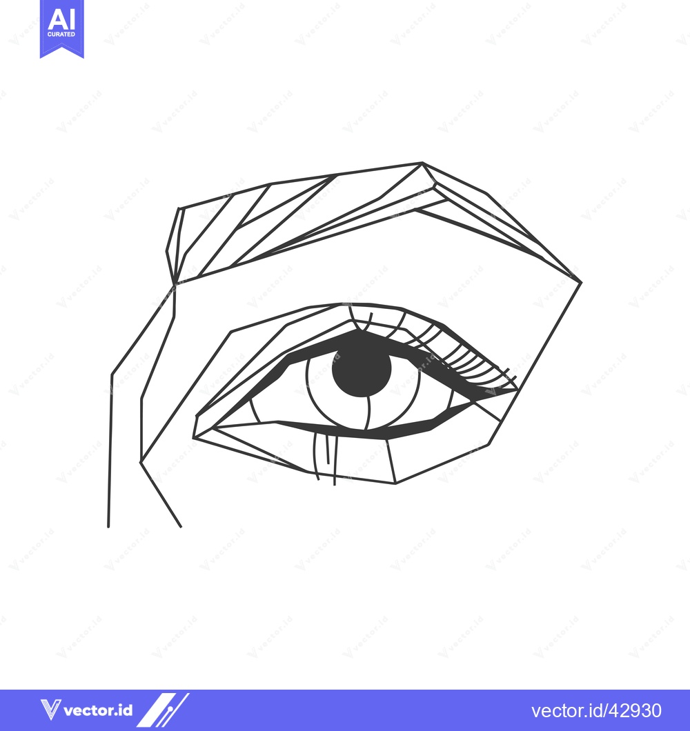 Premium Vector dari Geometric Line Art Depiction of a Human Eye