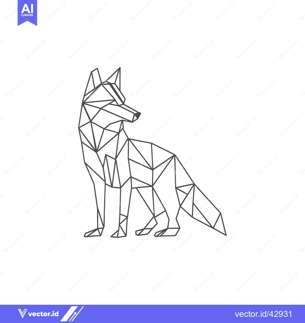 Premium Vector dari Geometric Line Art Depiction of a Sitting Fox