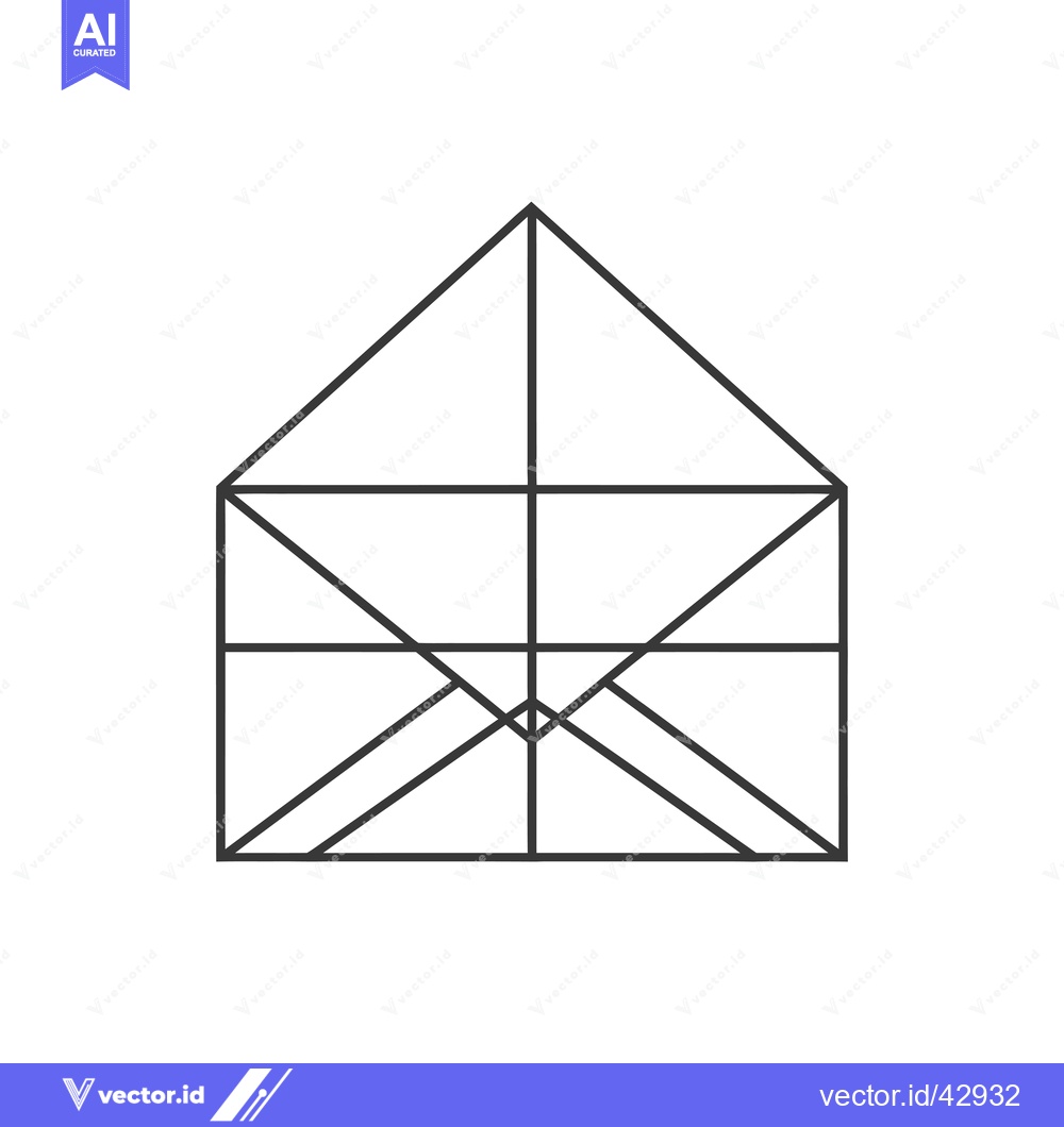 Premium Vector dari Geometric Line Art Design of a House with a Triangular Roof