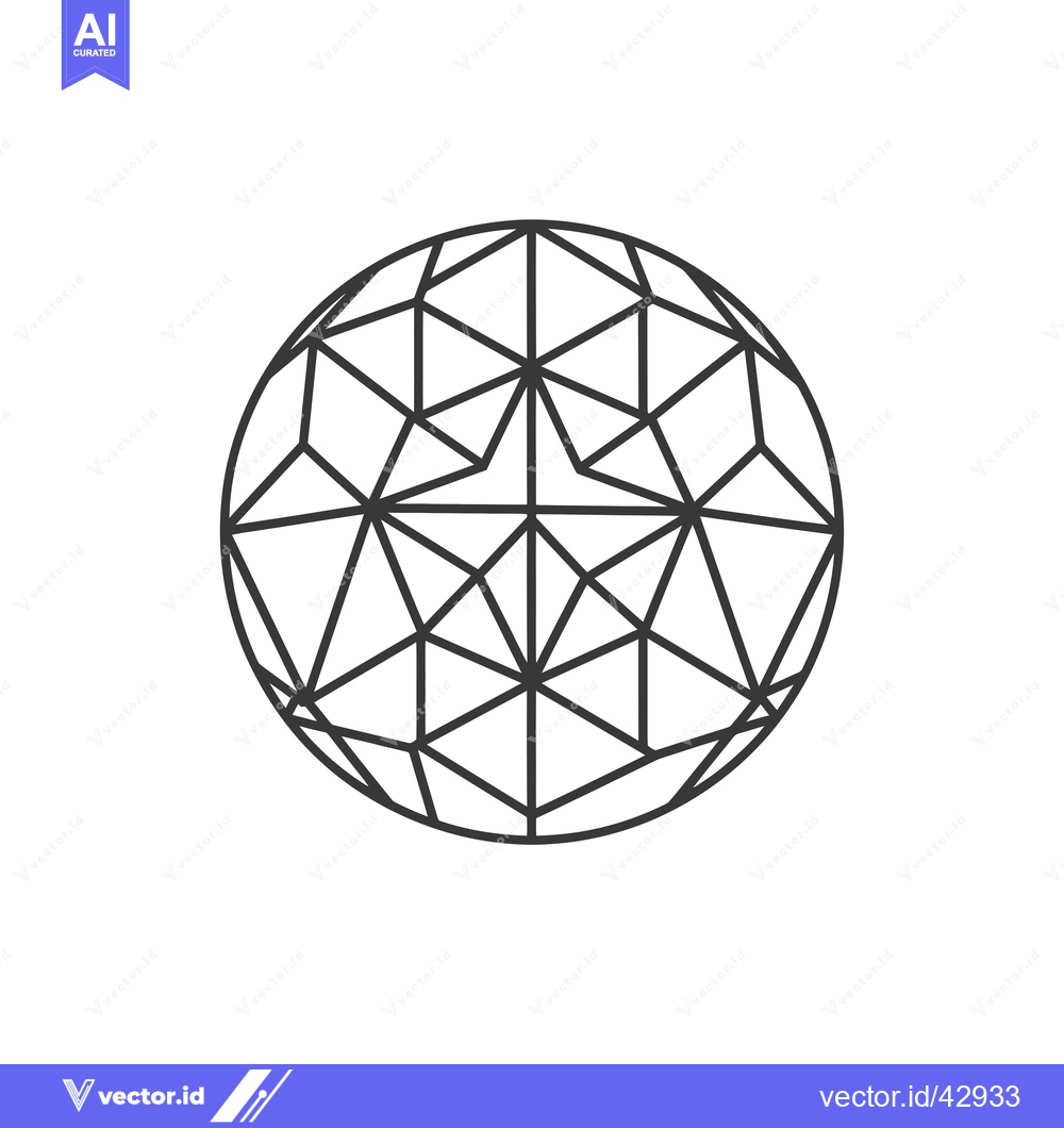Premium Vector dari Geometric Line Art Design of a Sphere with Triangular Facets