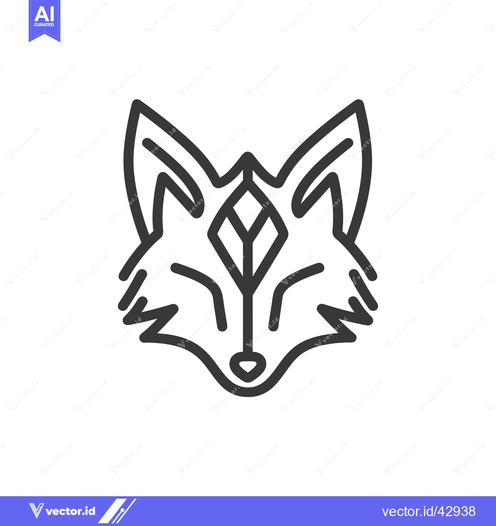 Premium Vector of Geometric Line Art Fox Head with Closed Eyes