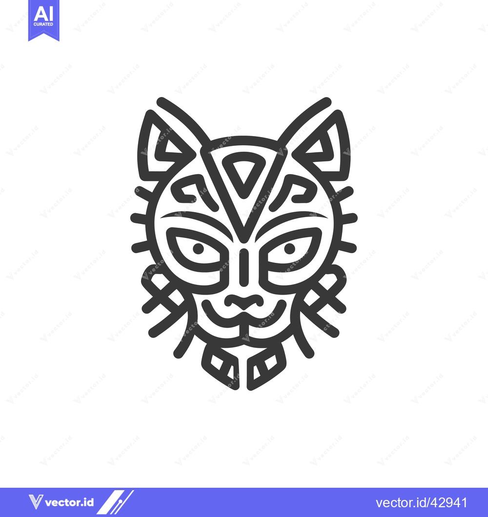 Premium Vector dari Geometric Line Art Illustration of a Cat's Face