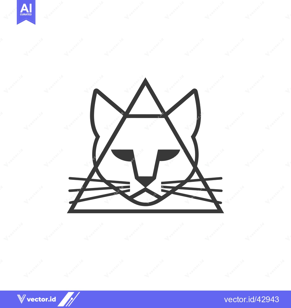 Premium Vector of Geometric Line Art Illustration of a Cat's Face Inside a Triangle