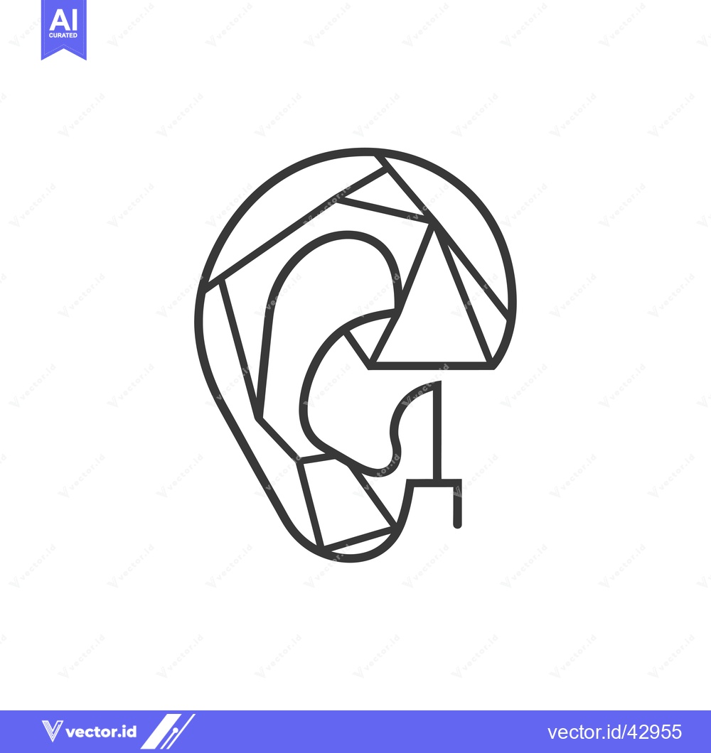 Premium Vector dari Geometric Line Art Illustration of a Human Ear