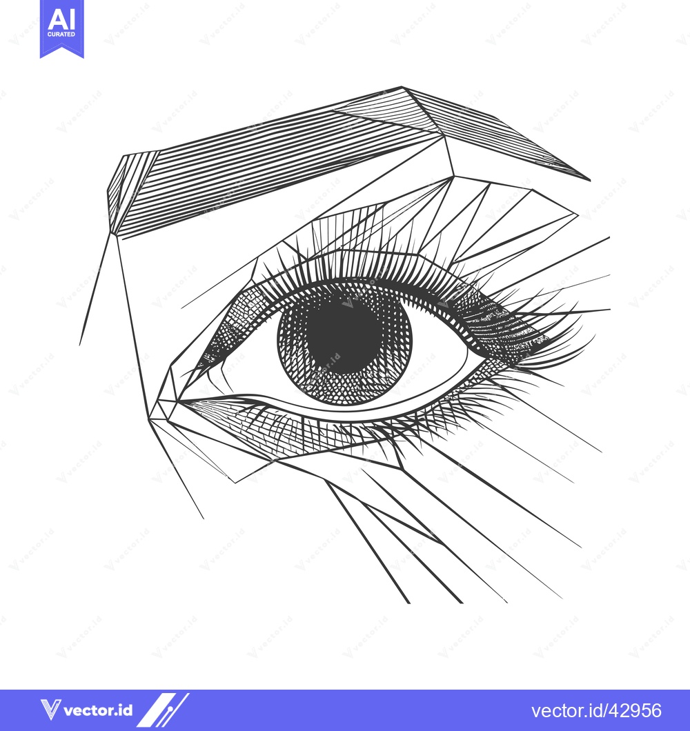 Premium Vector dari Geometric Line Art Illustration of a Human Eye