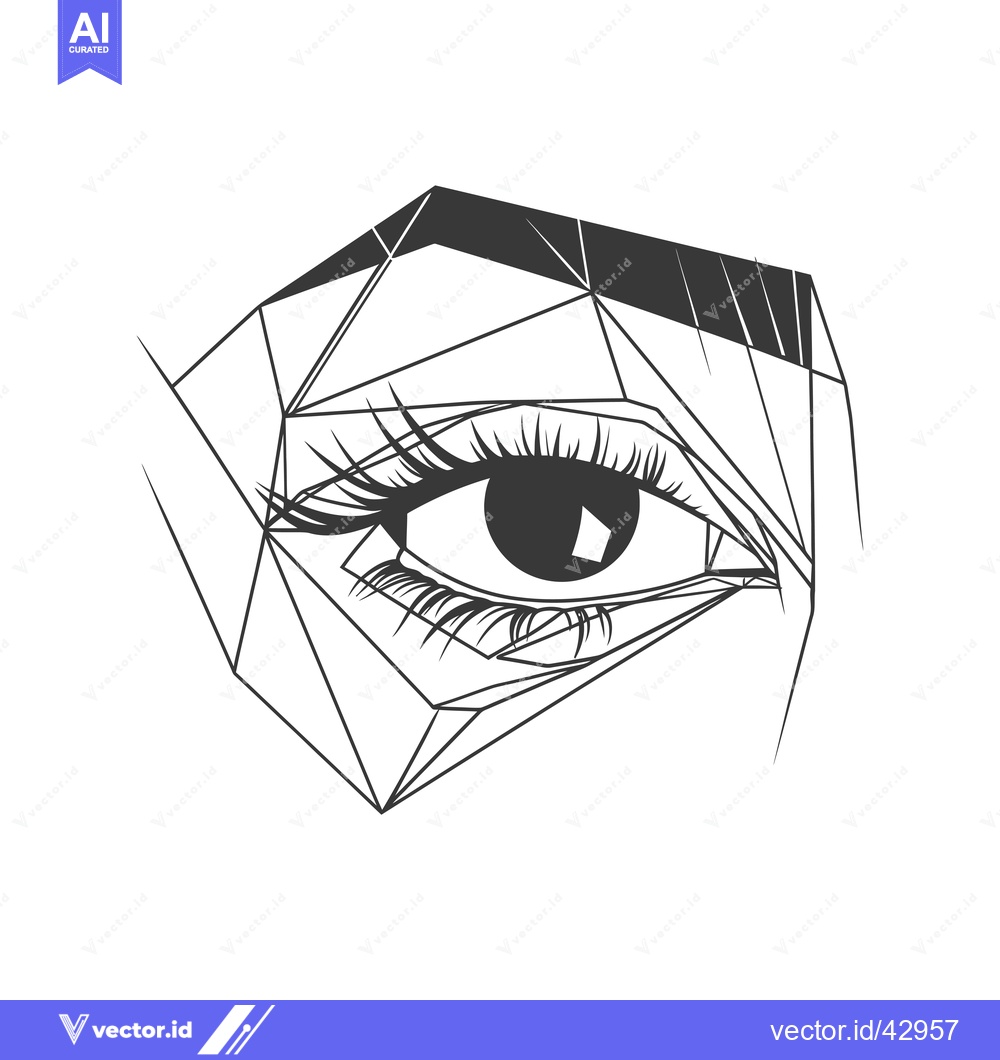 Premium Vector of Geometric Line Art Illustration of a Human Eye