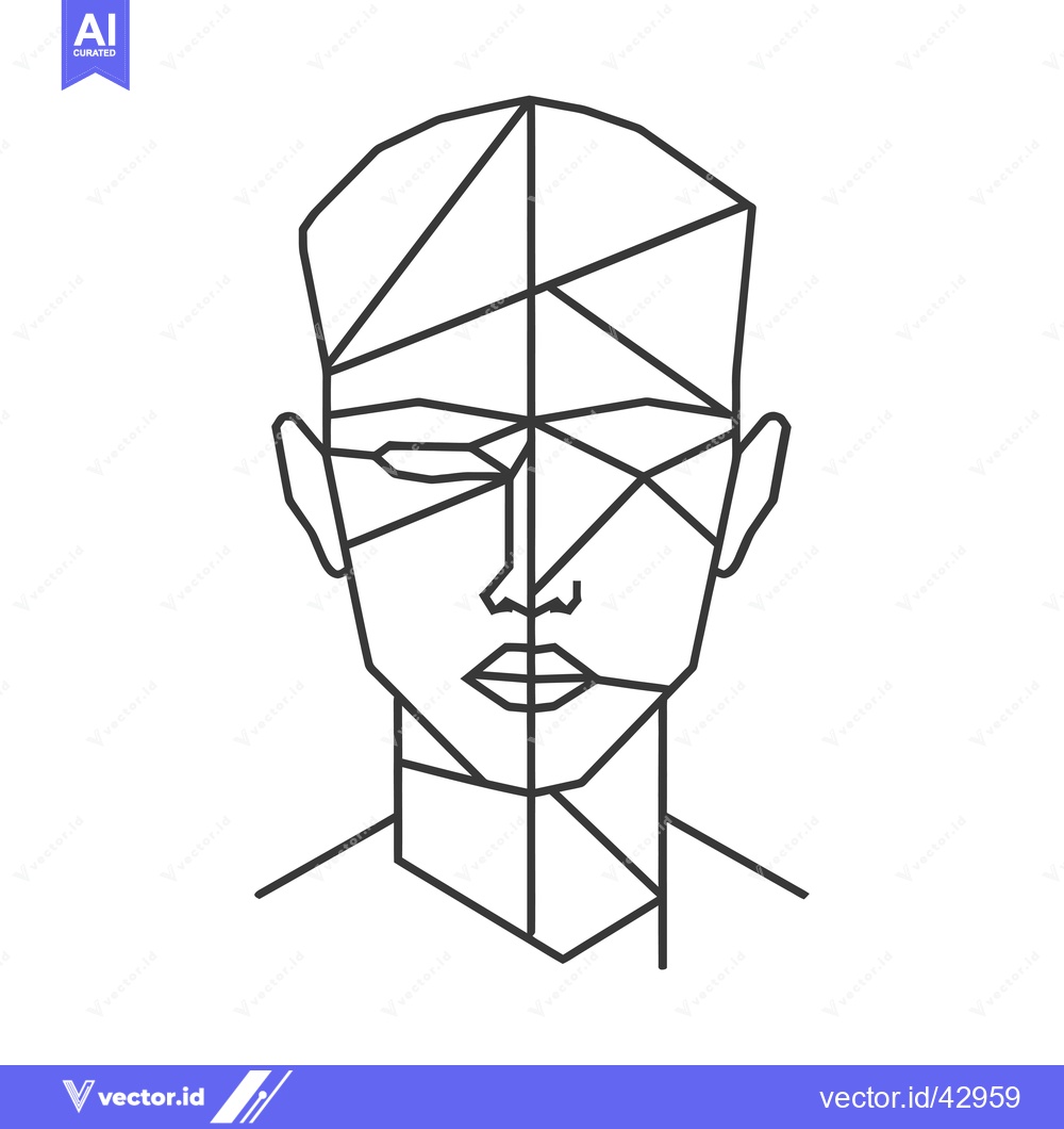 Premium Vector of Geometric Line Art Illustration of a Human Face