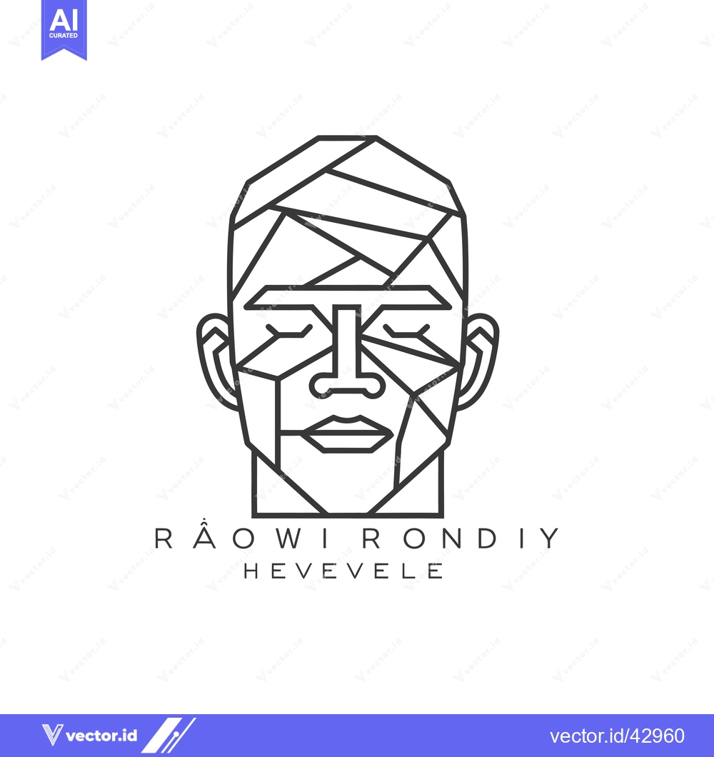 Premium Vector dari Geometric Line Art Illustration of a Human Face with Closed Eyes