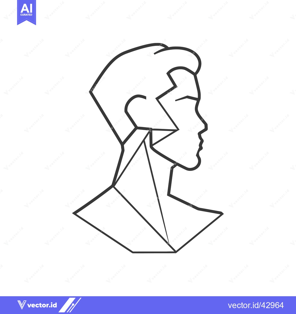 Premium Vector of Geometric Line Art Illustration of a Man's Profile