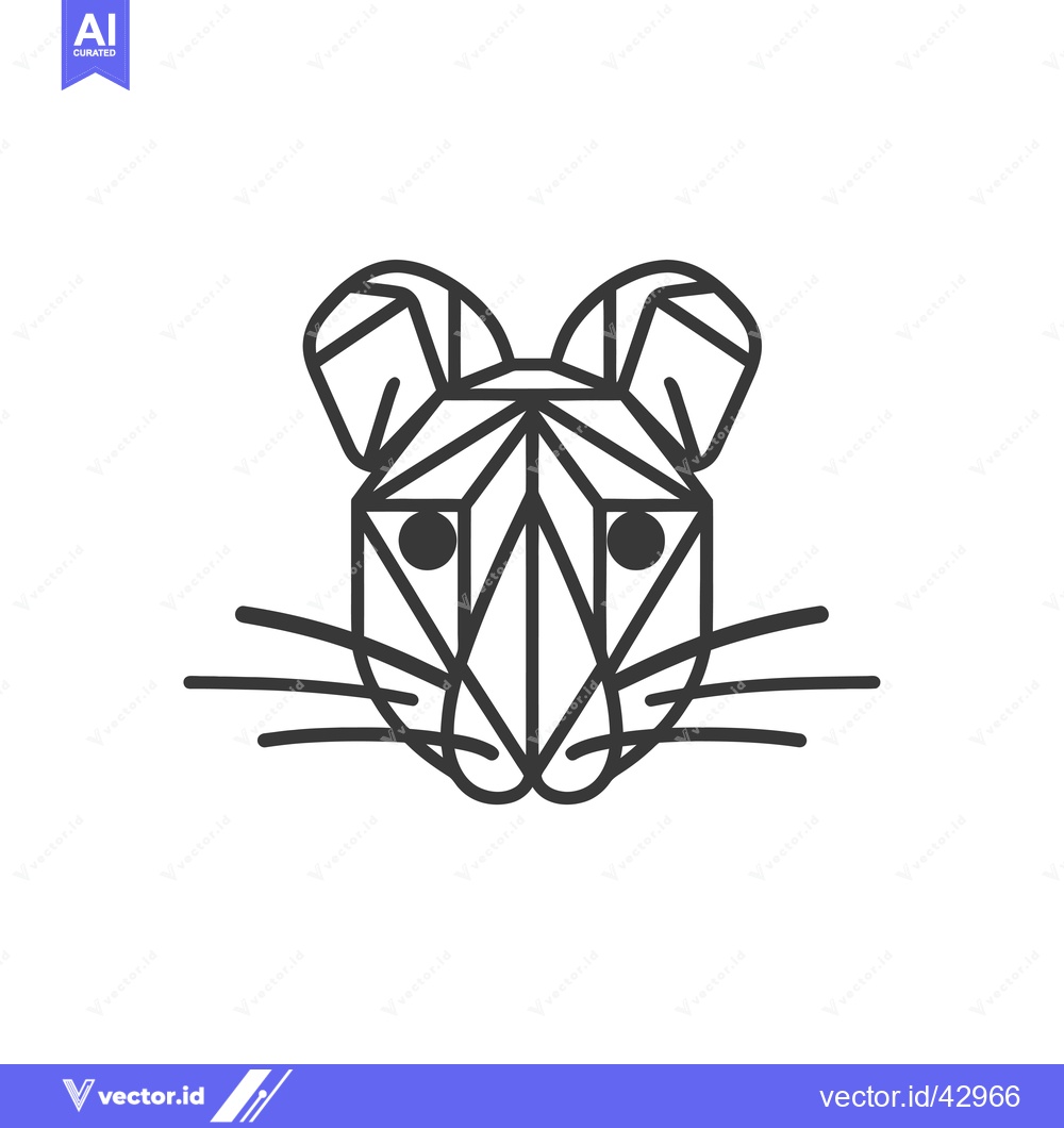 Premium Vector of Geometric Line Art Illustration of a Mouse Face
