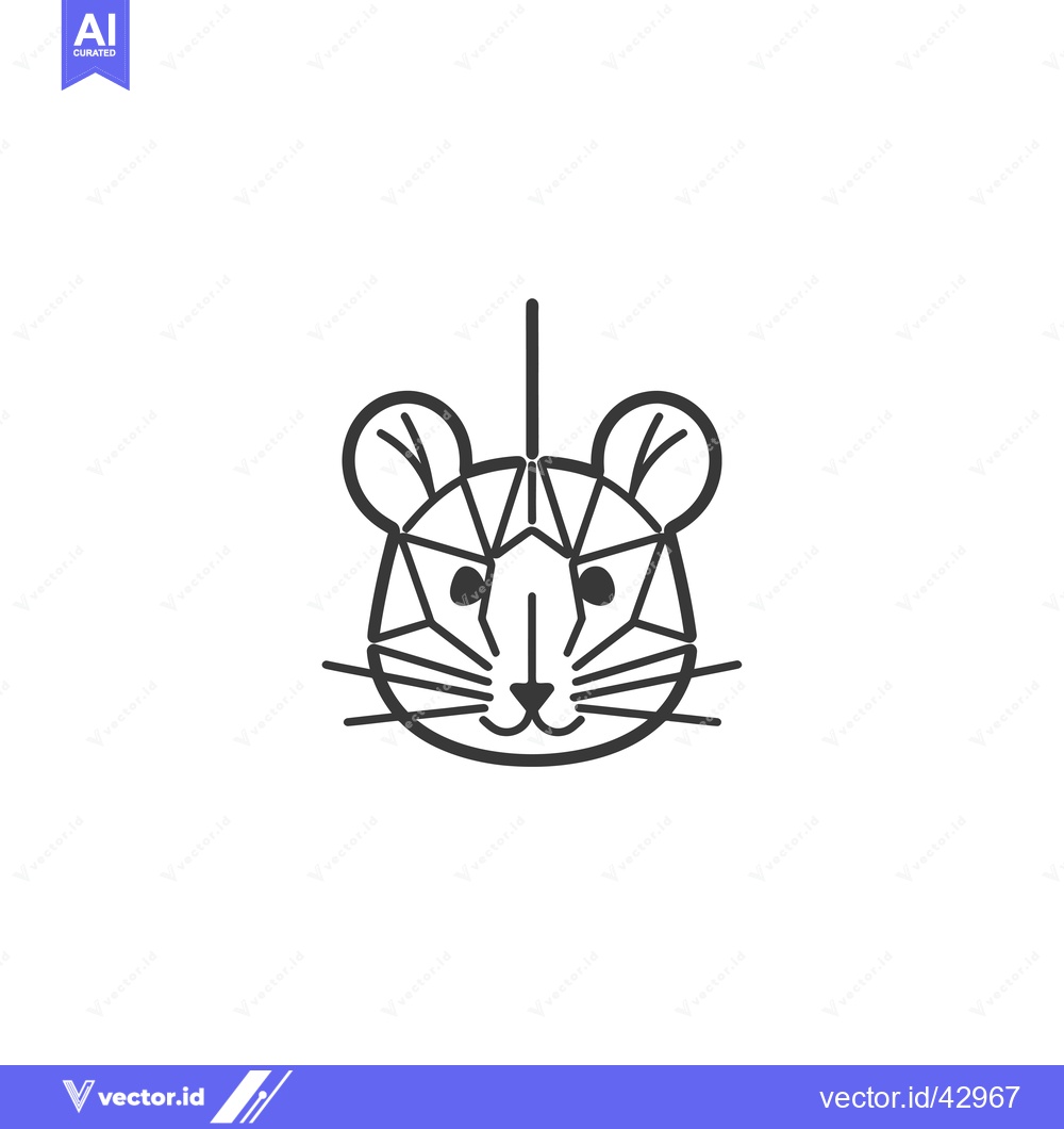 Premium Vector of Geometric Line Art Illustration of a Mouse Face