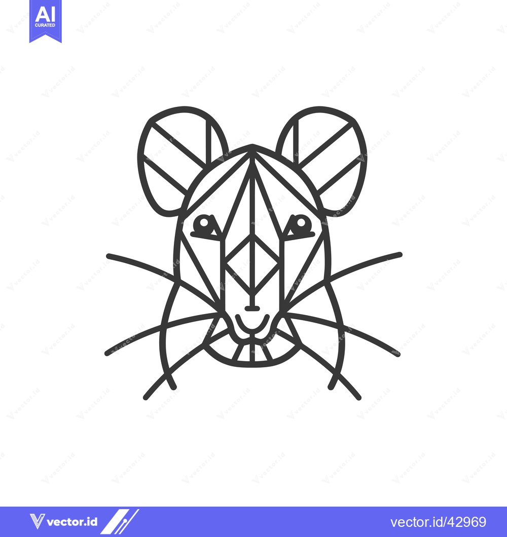 Premium Vector of Geometric Line Art Illustration of a Mouse Head