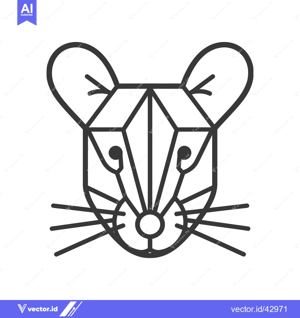 Premium Vector of Geometric Line Art Illustration of a Mouse's Face