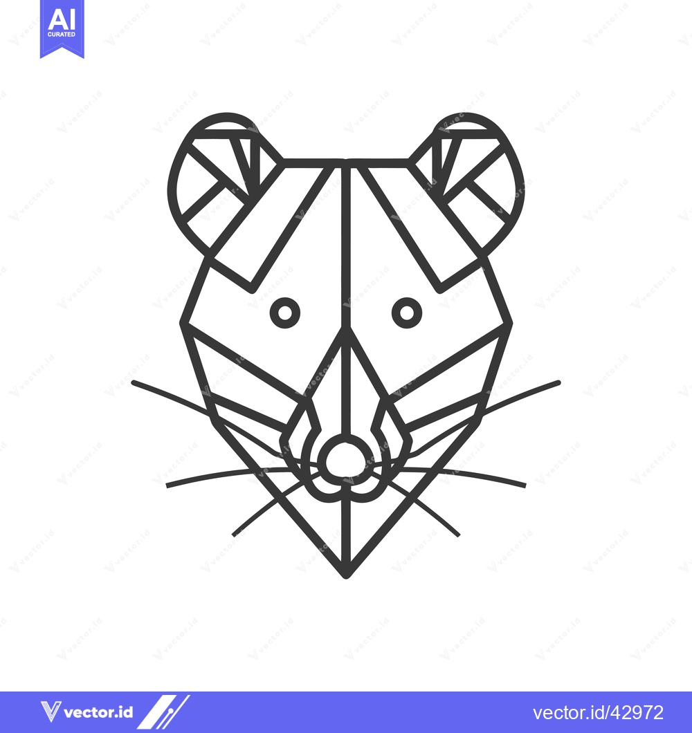 Premium Vector of Geometric Line Art Illustration of a Mouse's Head