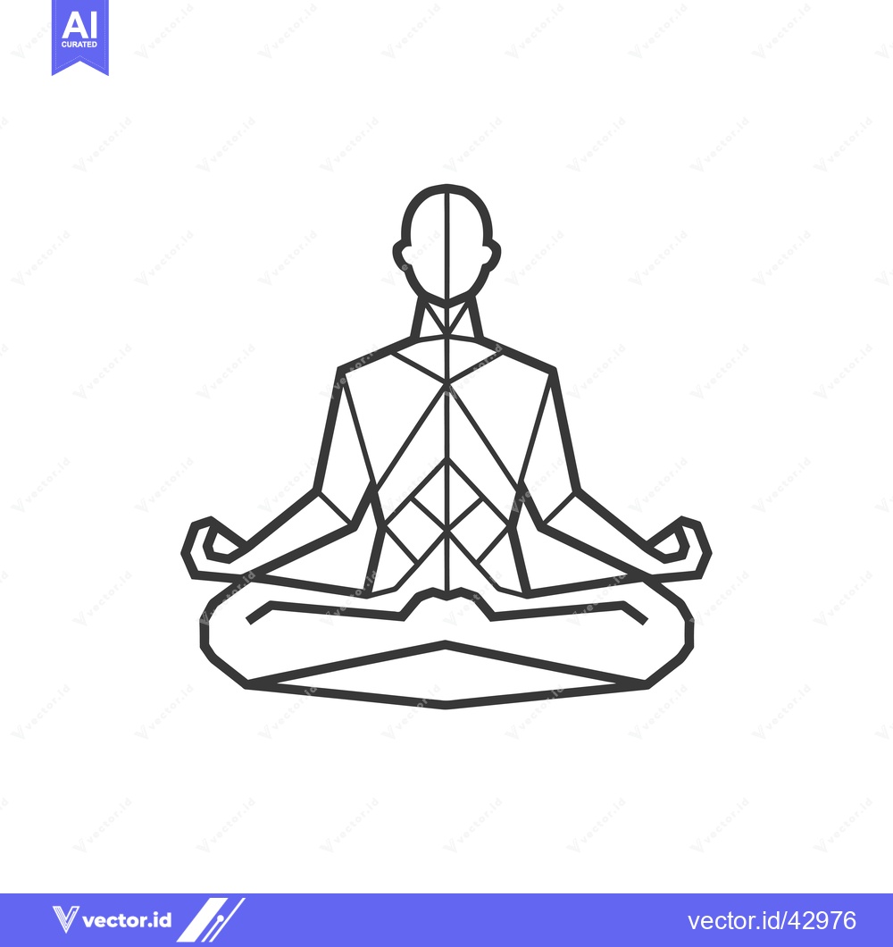 Premium Vector of Geometric Line Art Illustration of a Person in a Meditation Pose