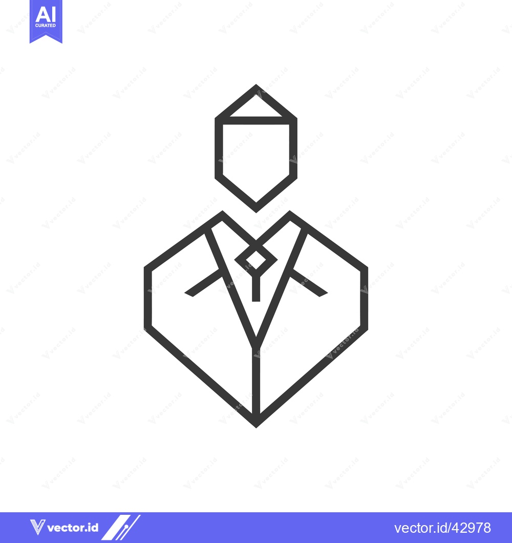 Premium Vector dari Geometric Line Art Illustration of a Person in a Suit and Tie