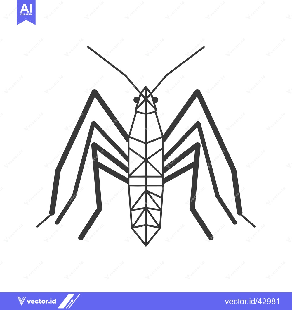 Premium Vector dari Geometric Line Art Illustration of a Praying Mantis