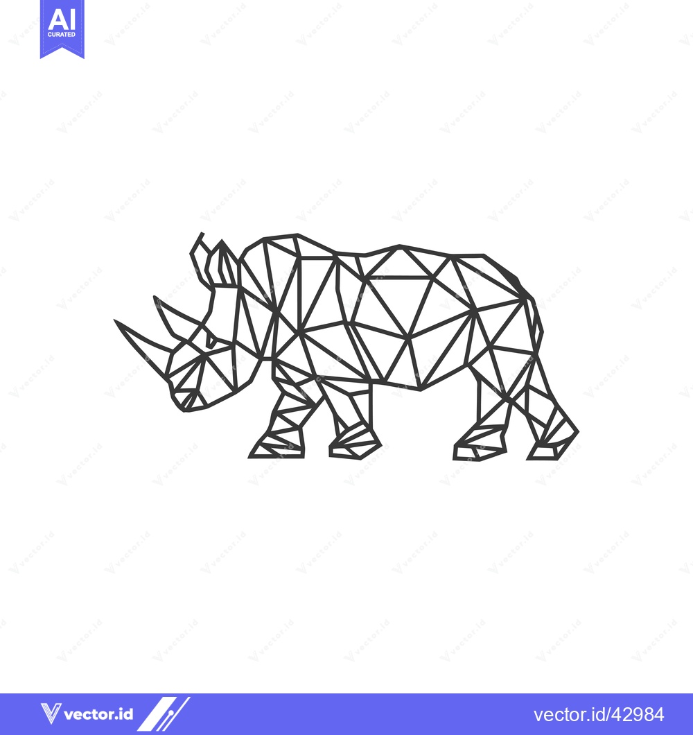 Premium Vector of Geometric Line Art Illustration of a Rhinoceros