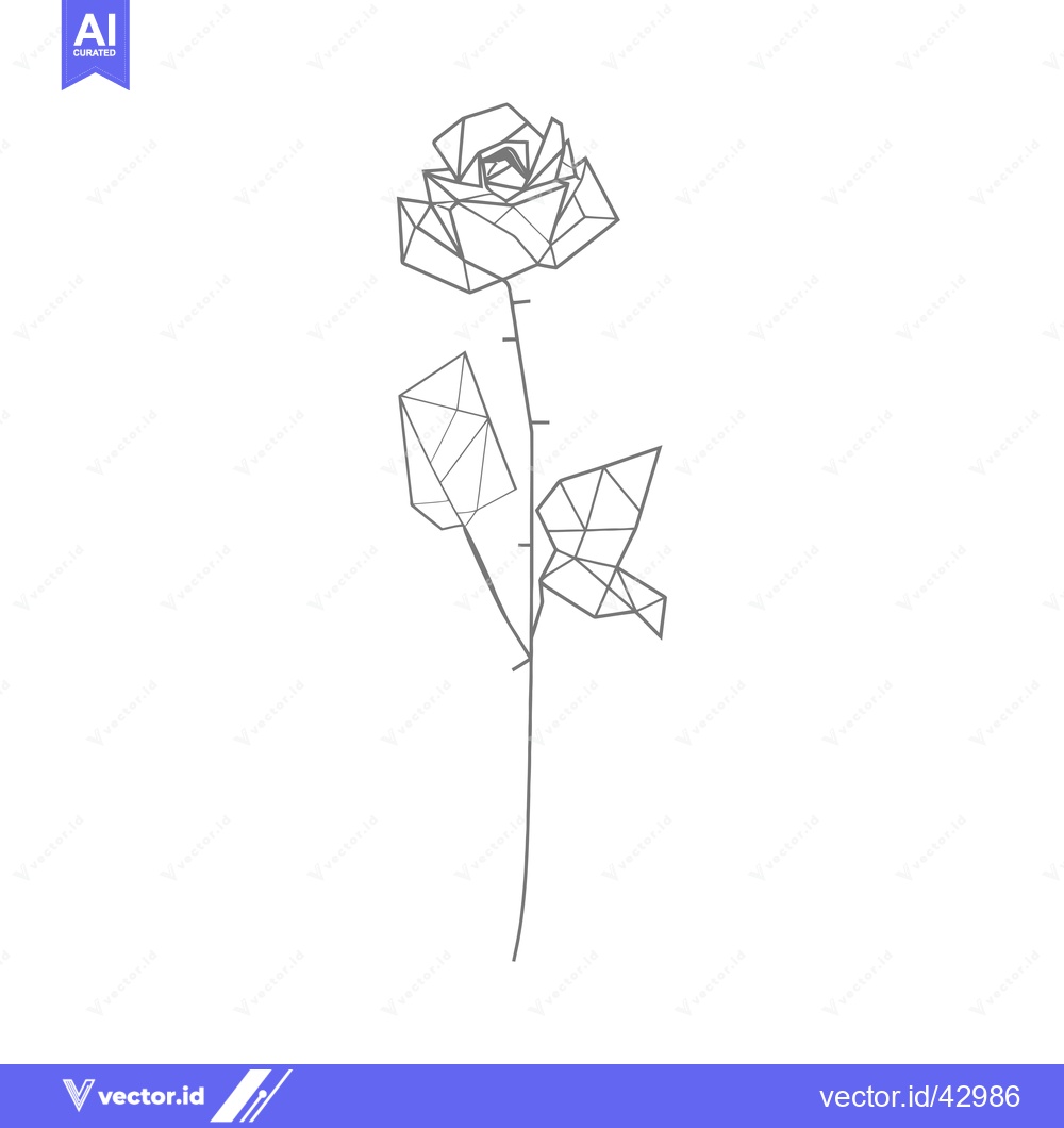 Premium Vector of Geometric Line Art Illustration of a Single Rose
