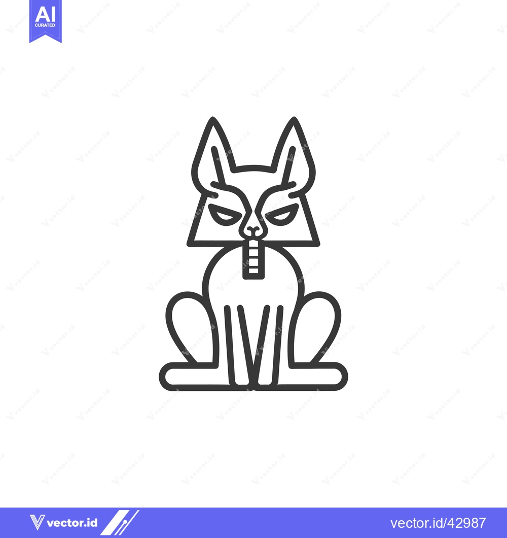 Premium Vector of Geometric Line Art Illustration of a Sitting Cat