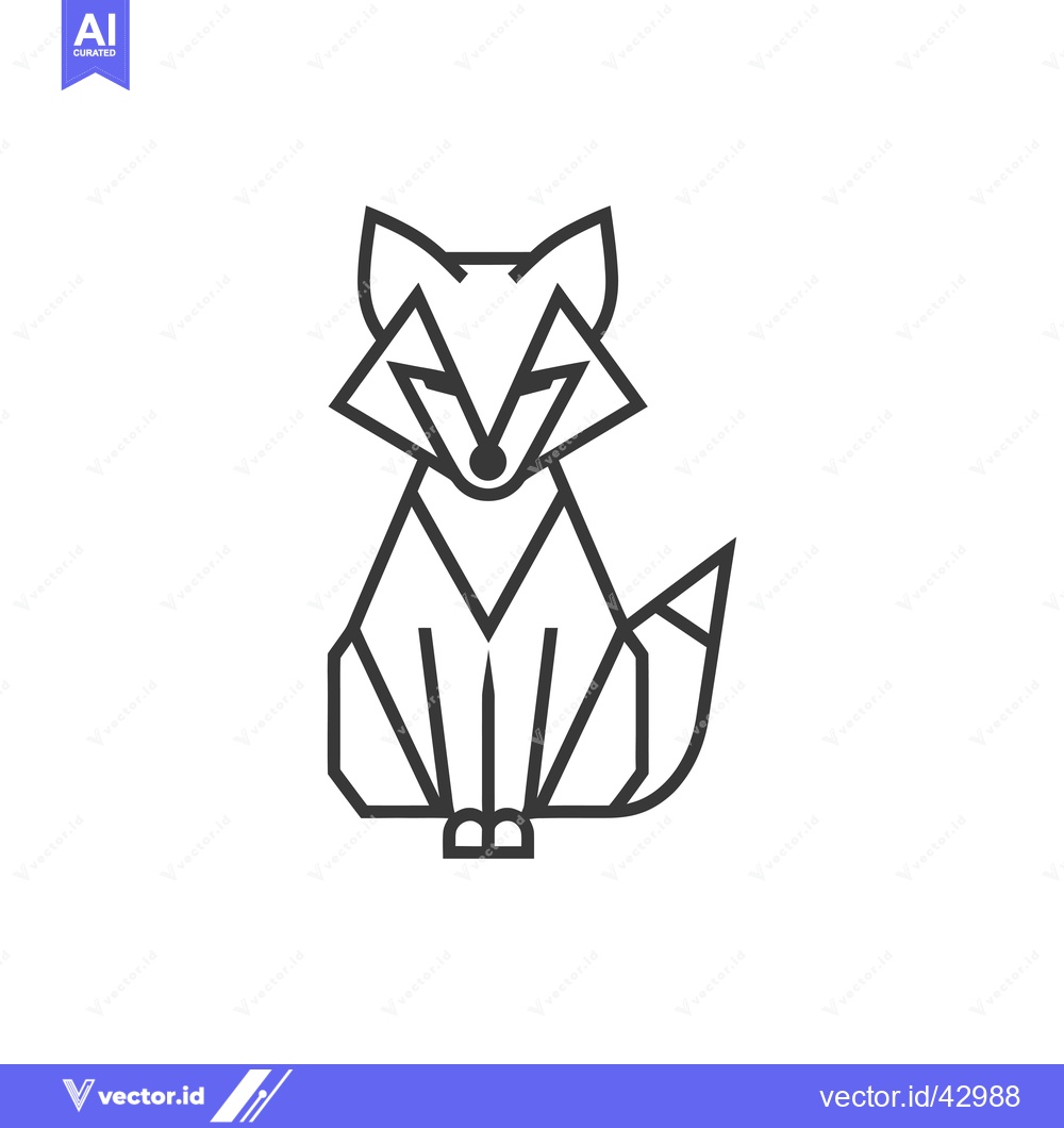 Premium Vector of Geometric Line Art Illustration of a Sitting Fox