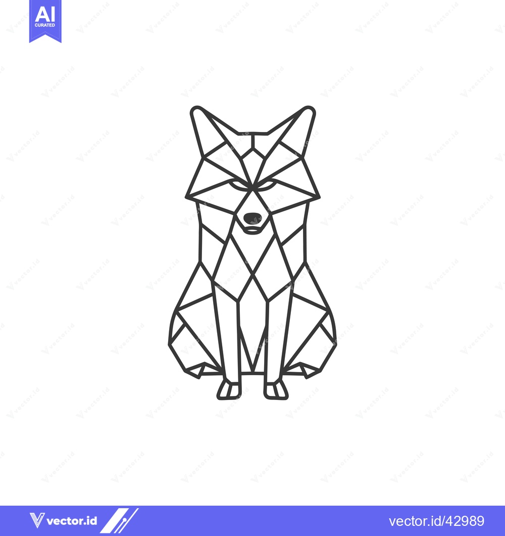 Premium Vector dari Geometric Line Art Illustration of a Sitting Fox