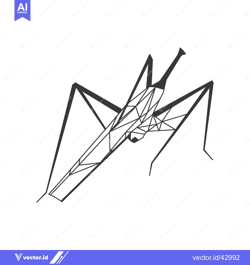 Premium Vector dari Geometric Line Art Illustration of a Stick Insect