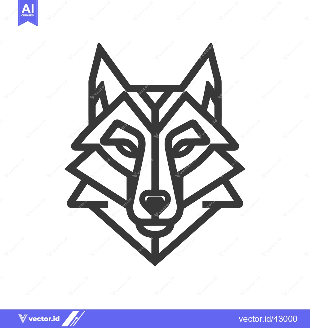 Premium Vector dari Geometric Line Art Illustration of a Wolf's Head