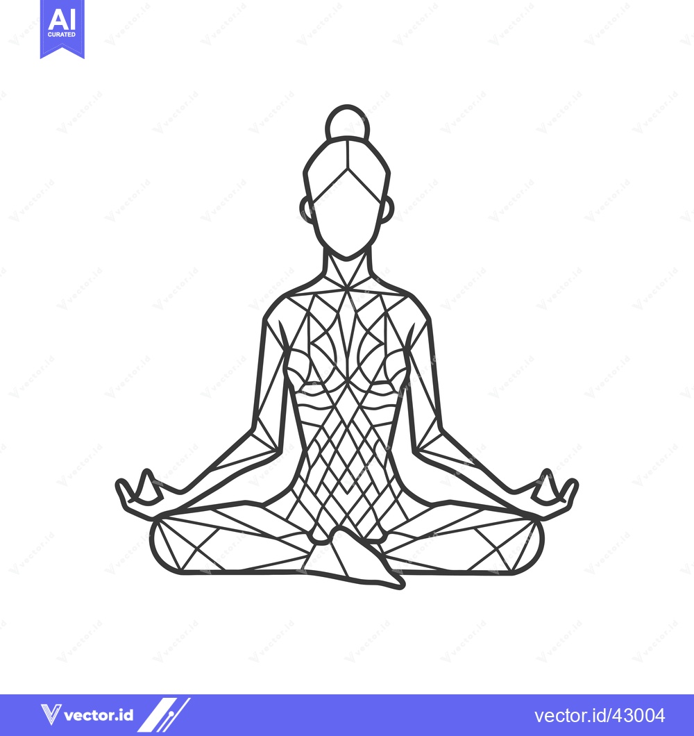 Premium Vector dari Geometric Line Art Illustration of a Woman in a Yoga Pose