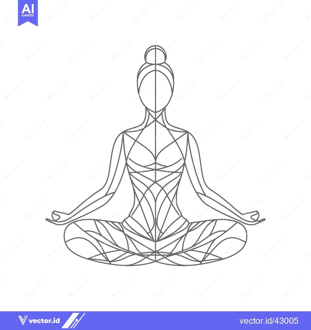 Premium Vector dari Geometric Line Art Illustration of a Woman in a Yoga Pose