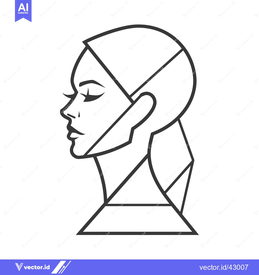 Premium Vector of Geometric Line Art Illustration of a Woman's Profile