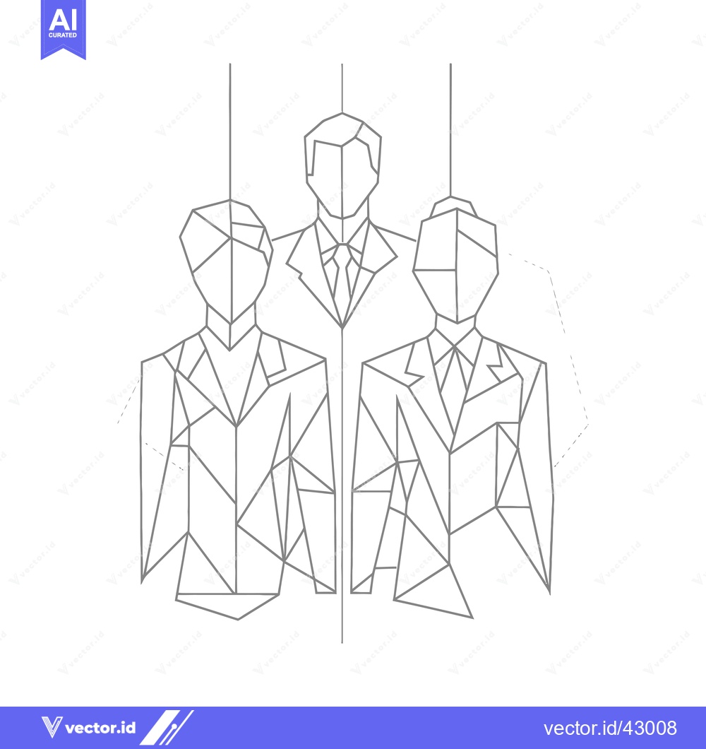 Premium Vector dari Geometric Line Art Illustration of Three Business People