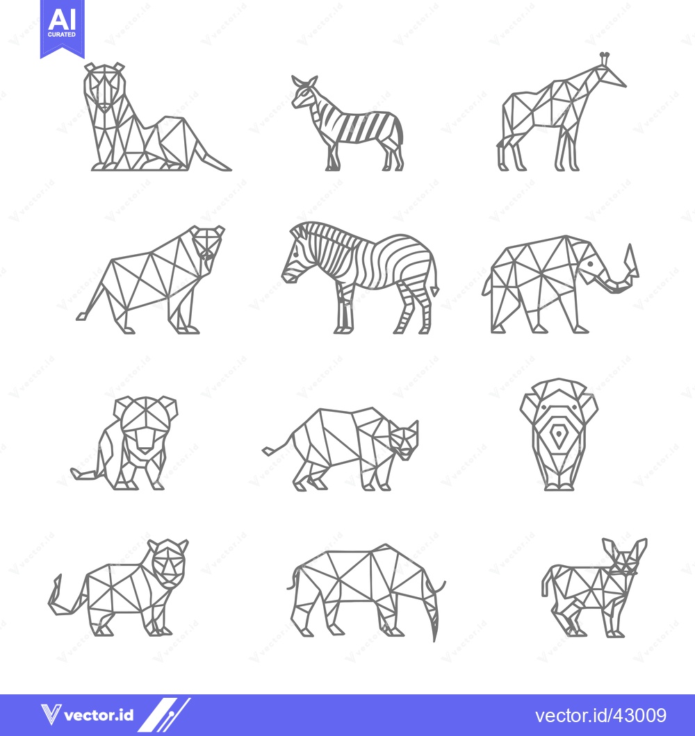 Premium Vector dari Geometric Line Art Illustrations of African Animals
