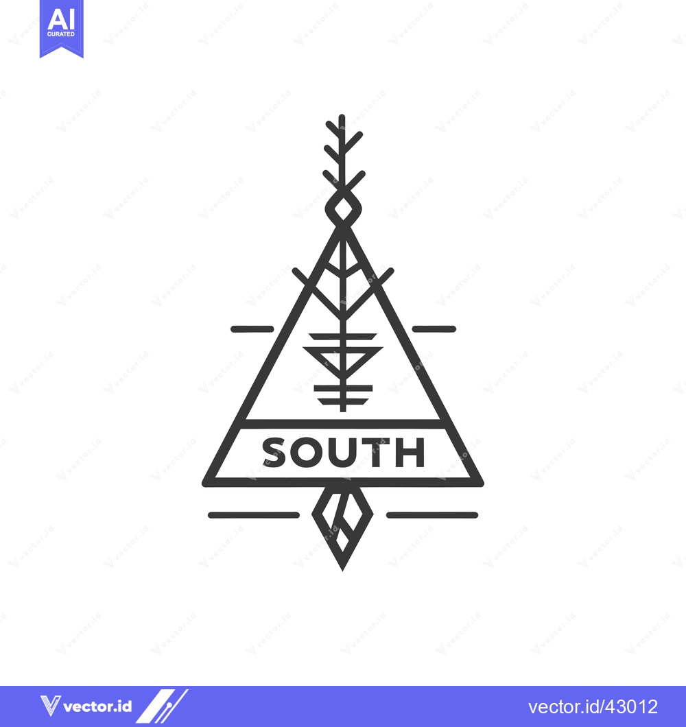 Premium Vector dari Geometric Line Art Logo with a Triangle, Tree, and the Word "South"