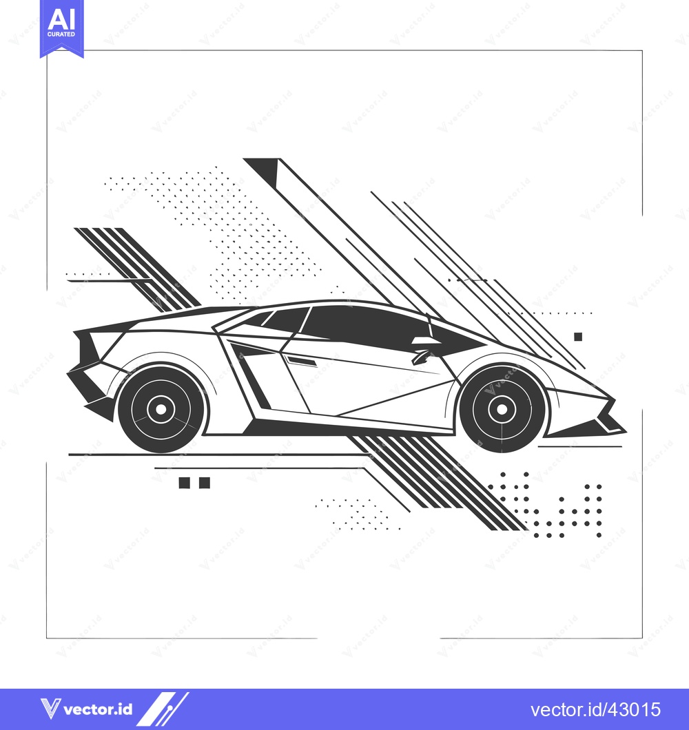 Premium Vector dari Geometric Line Art of a Black and White Sport Car