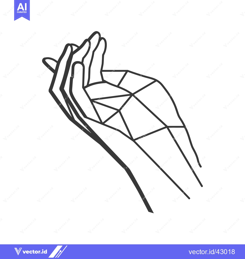 Premium Vector dari Geometric Line Art of a Hand with Fingers Open