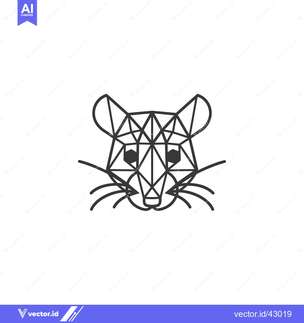 Premium Vector of Geometric Line Art of a Mouse's Head