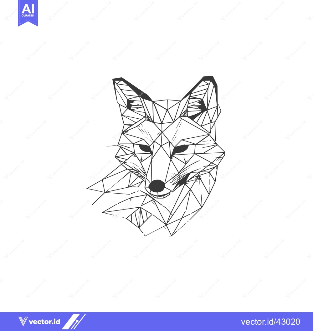 Premium Vector dari Geometric Line Art Portrait of a Fox