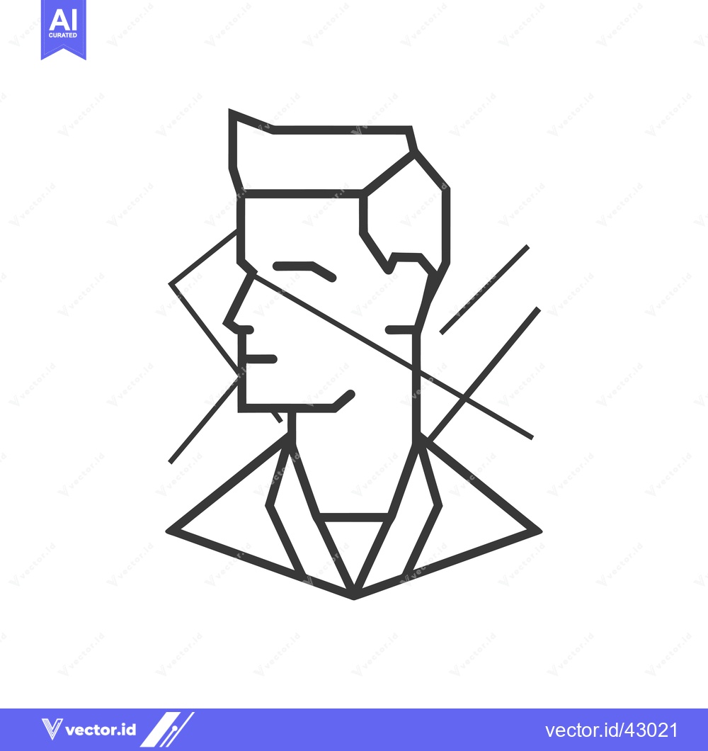 Premium Vector of Geometric Line Art Portrait of a Man's Face