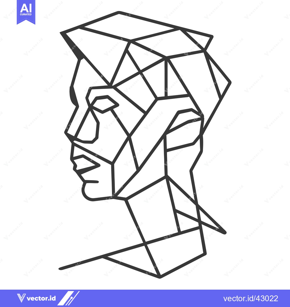 Premium Vector of Geometric Line Art Portrait of a Person's Profile
