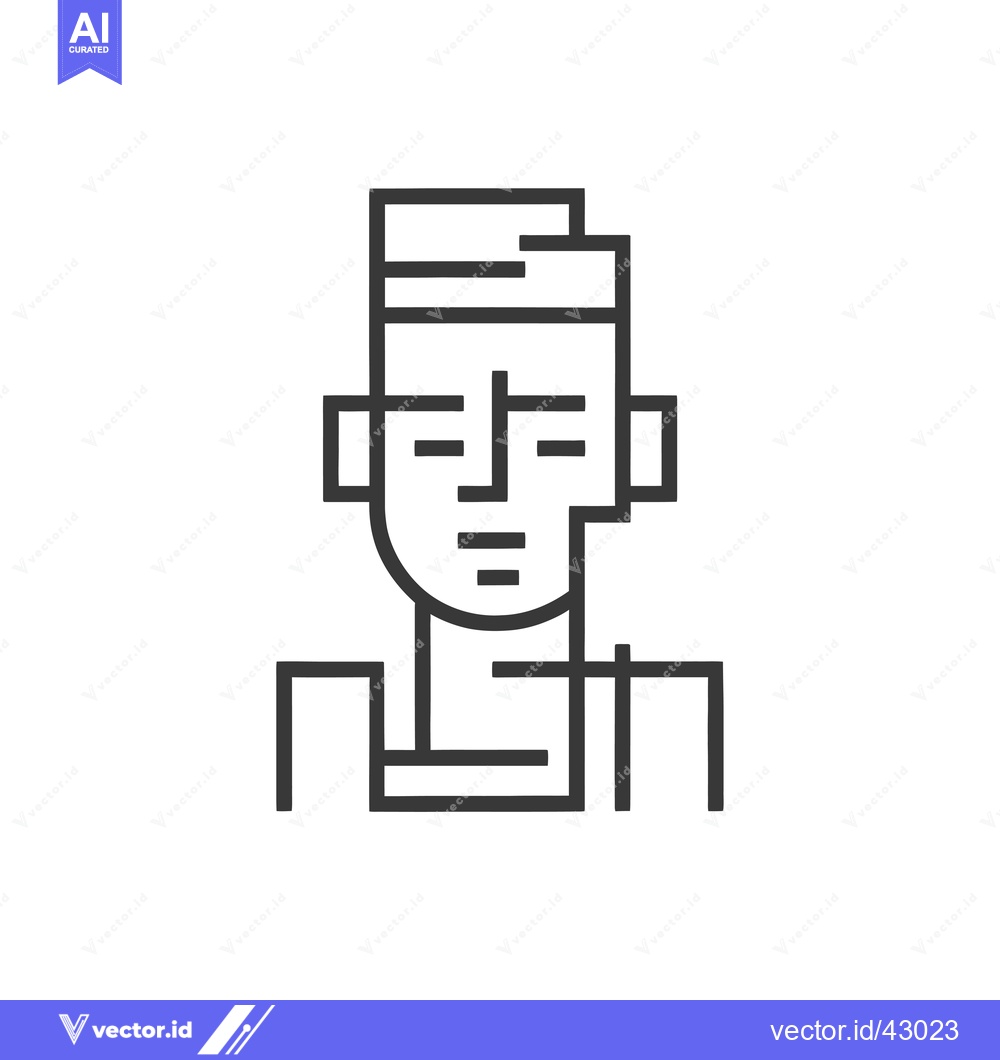 Premium Vector dari Geometric Line Art Portrait of a Person with a Hat