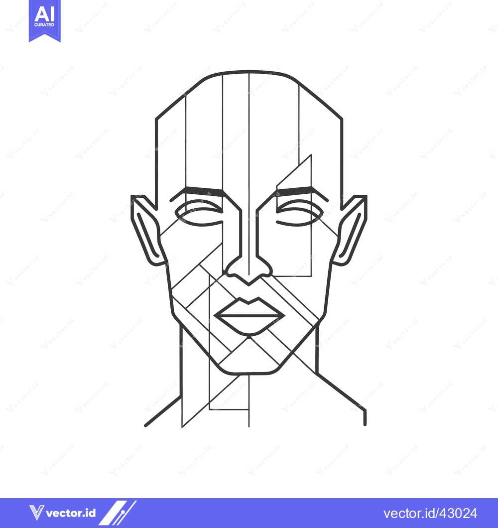 Premium Vector dari Geometric Line Art Portrait of a Person with Closed Eyes
