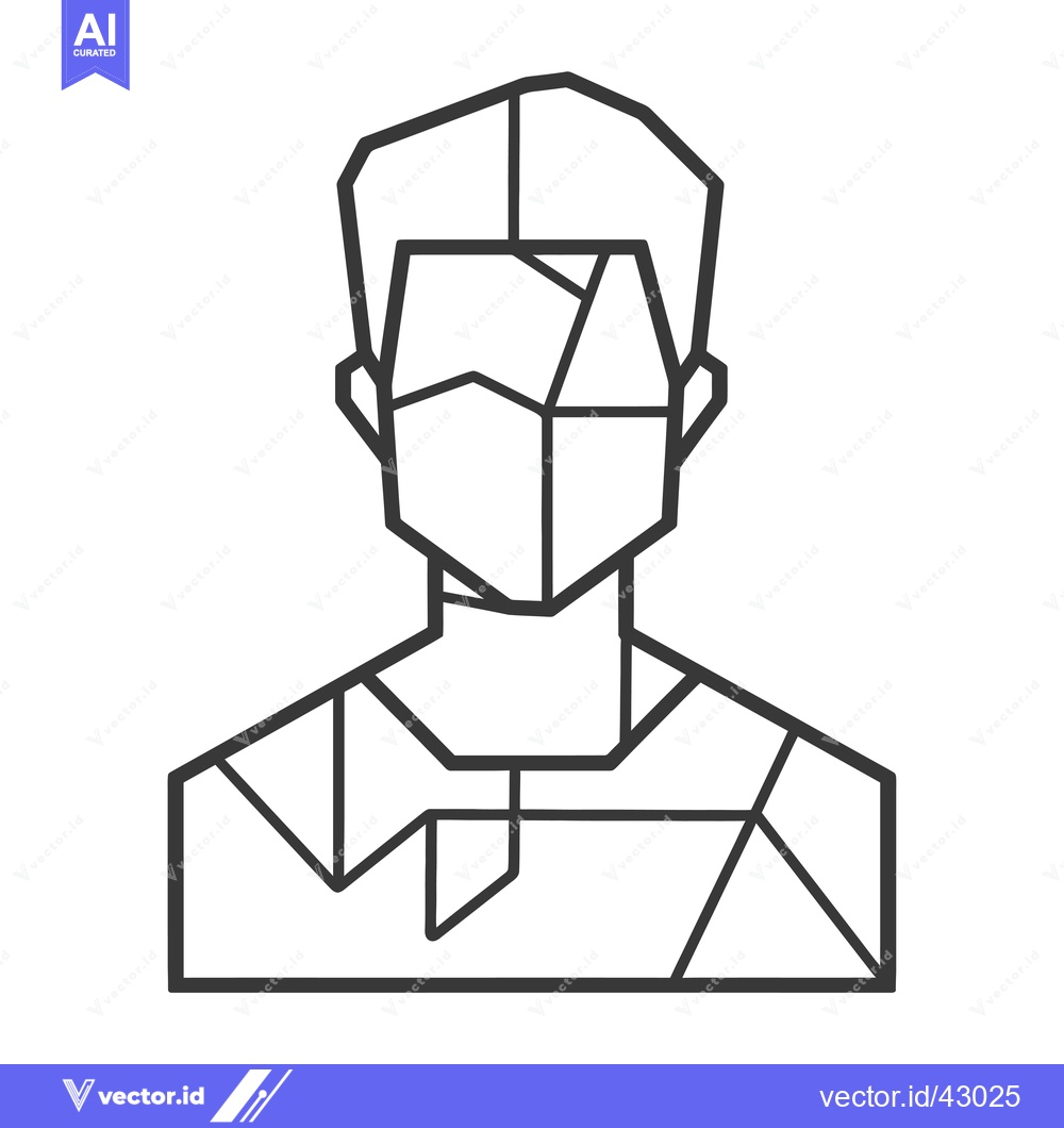 Premium Vector dari Geometric Line Art Portrait of a Person with Short Hair