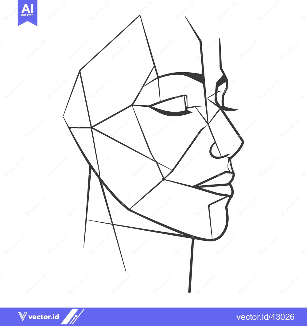 Premium Vector dari Geometric Line Art Portrait of a Woman's Face