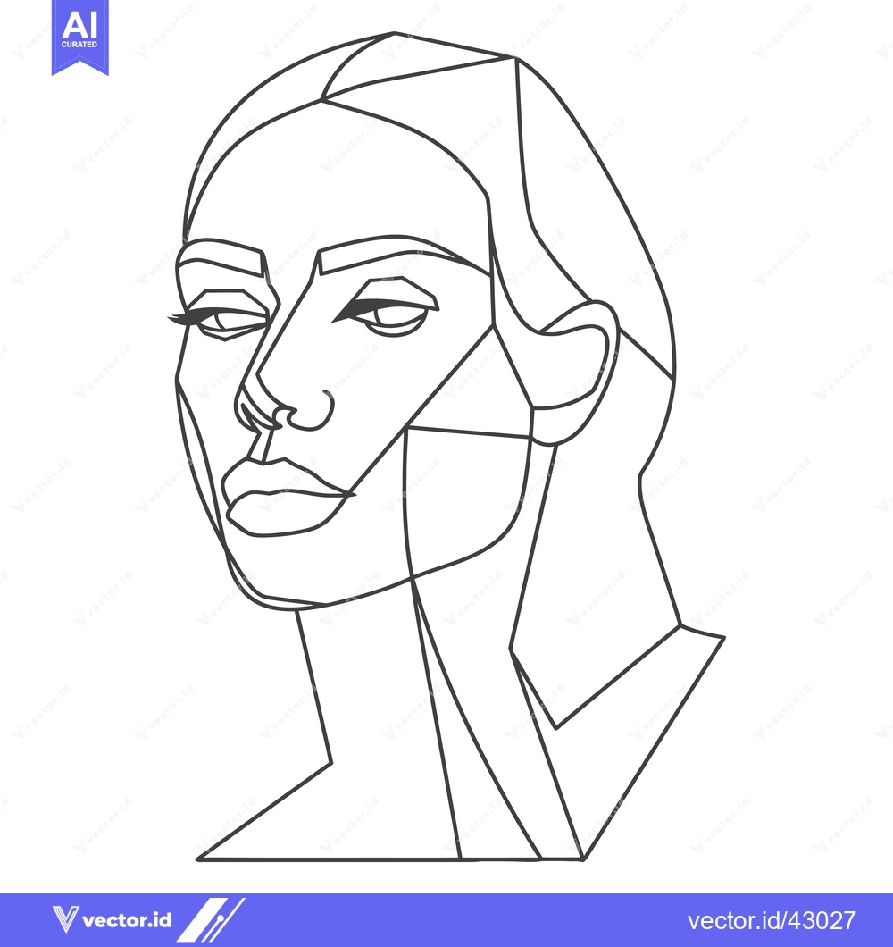 Premium Vector dari Geometric Line Art Portrait of a Woman's Face