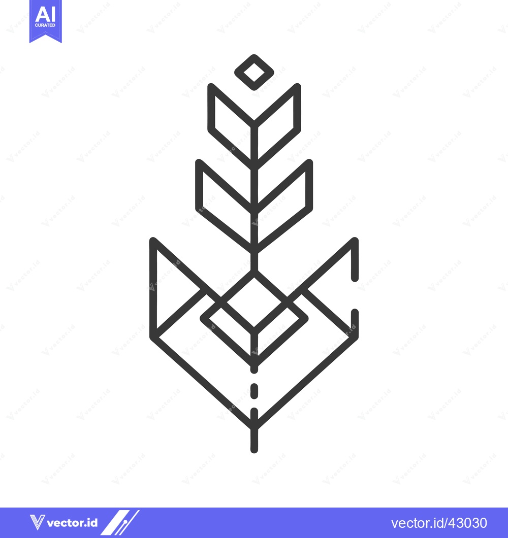 Premium Vector of Geometric Line Art Representation of a Plant with Diamond-Shaped Leave