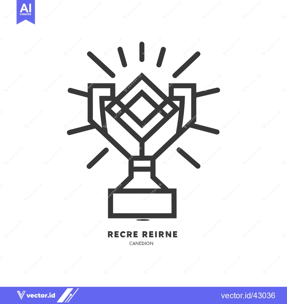 Premium Vector of Geometric Line Art Trophy With Shining Rays