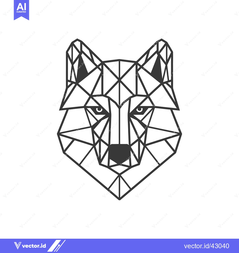 Premium Vector dari Geometric Line Art Wolf Head Illustration