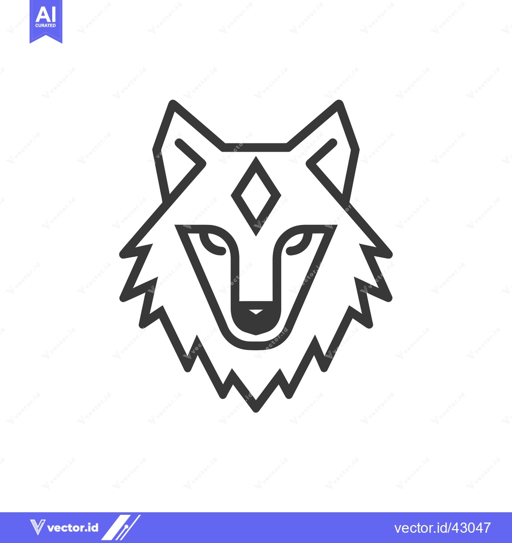 Premium Vector of Geometric Line Art Wolf Head with Diamond