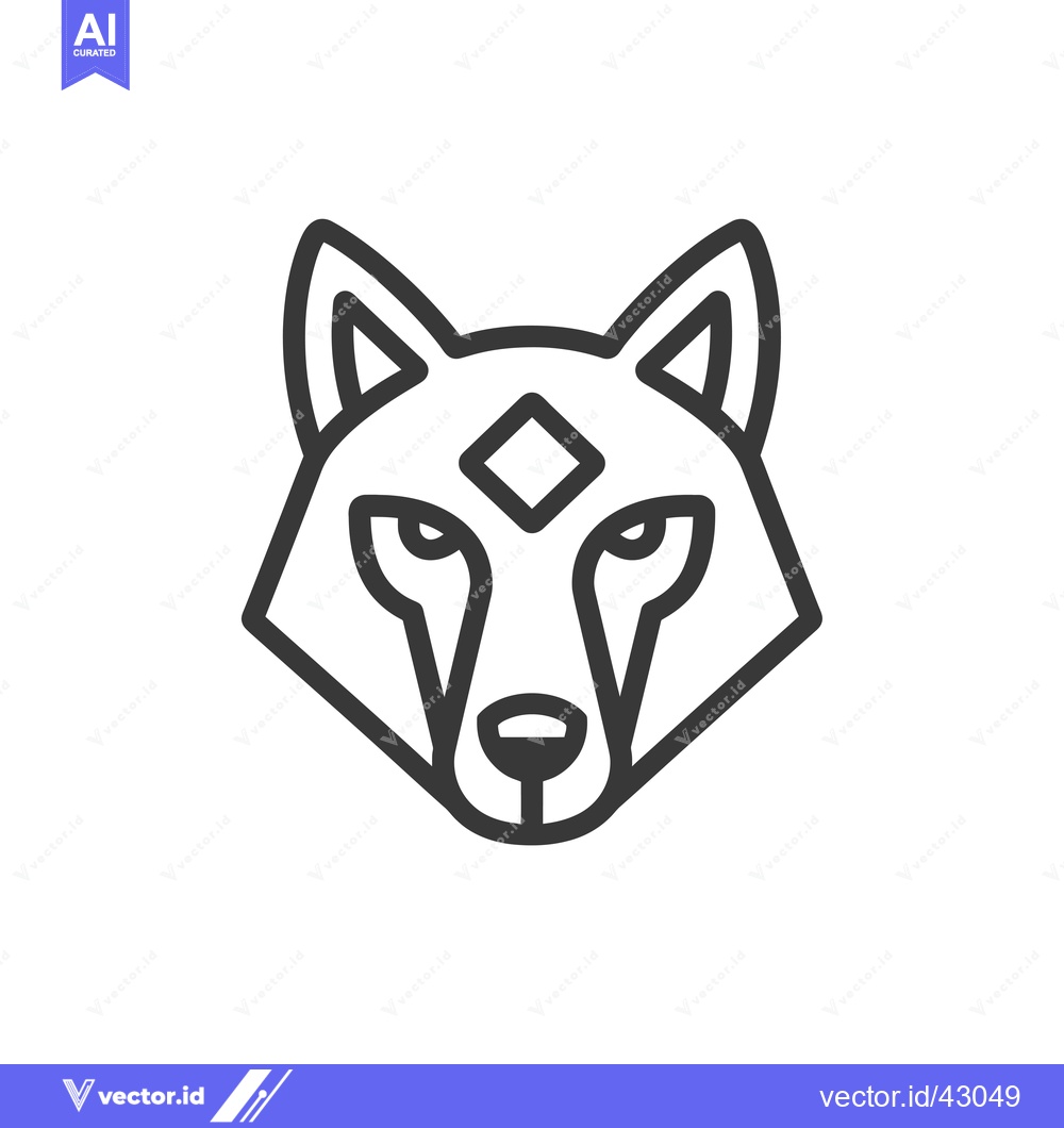 Premium Vector dari Geometric Line Art Wolf Head with Diamond Symbol